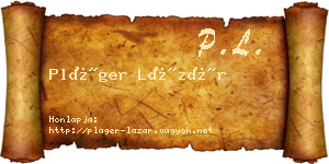 Pláger Lázár névjegykártya
